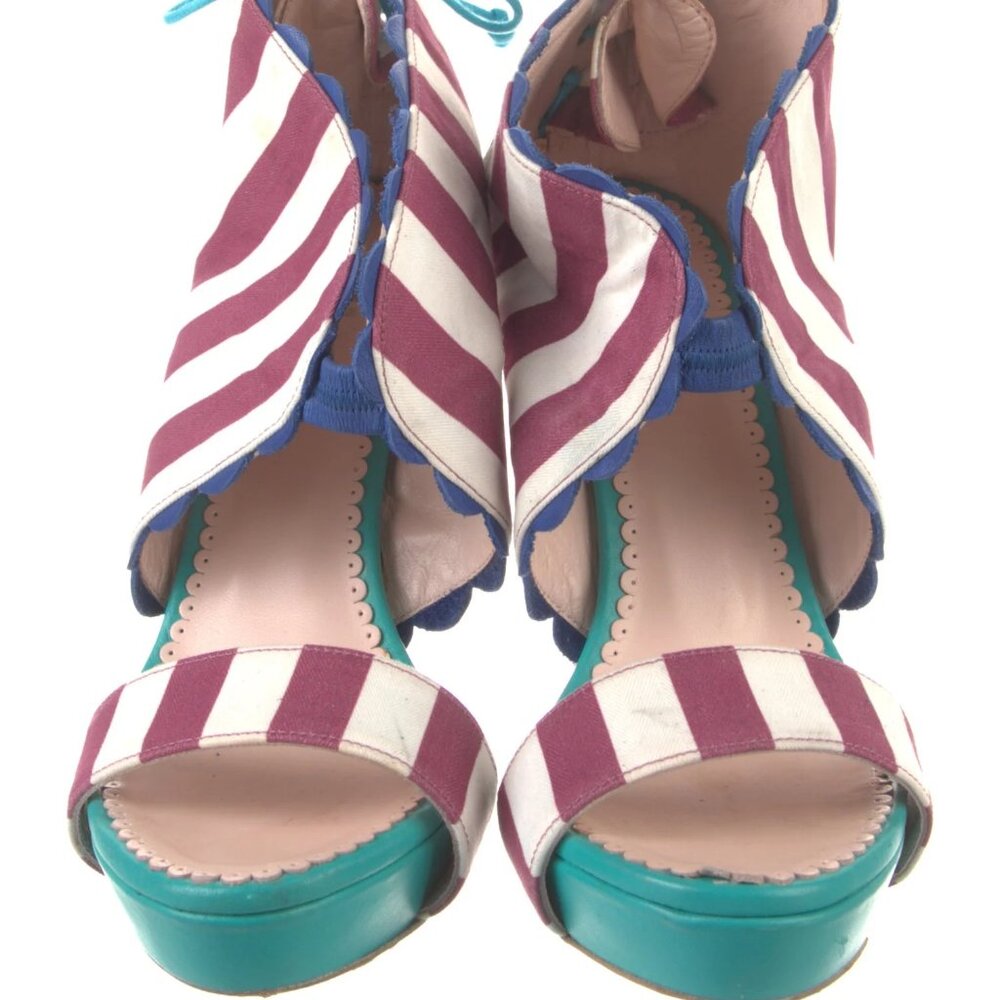 MISSONI Canvas Stripe Platform Pumps Size 9 | IT 39 - Multi